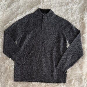 Old Navy Men's Dark Gray Buttoned Crewneck Sweater